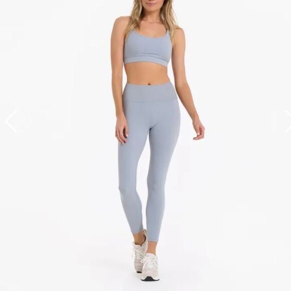 Vuori Women's Light Blue High-Waisted Ribbed Studio Leggings Soft Cloud Size L - Picture 3 of 16